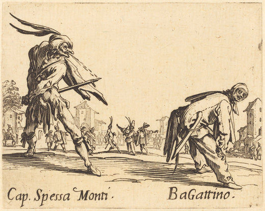 Cap. Spessa Monti and Bagattino by Jacques Callot (French, 1592 - 1635), 16X12"(A3)Poster Print