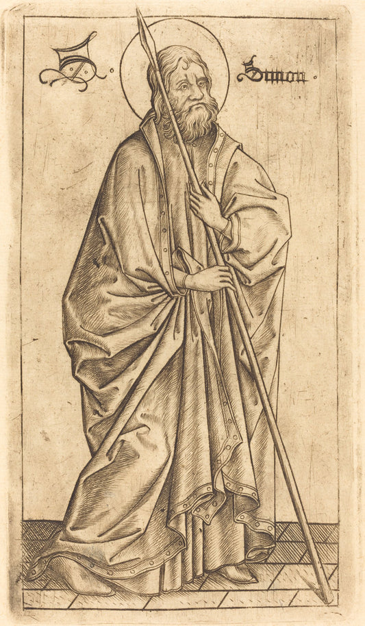 Saint Matthew? Saint Thomas? by Israhel van Meckenem after Master E.S. (German, c. 1445 - 1503), 16X12"(A3)Poster Print