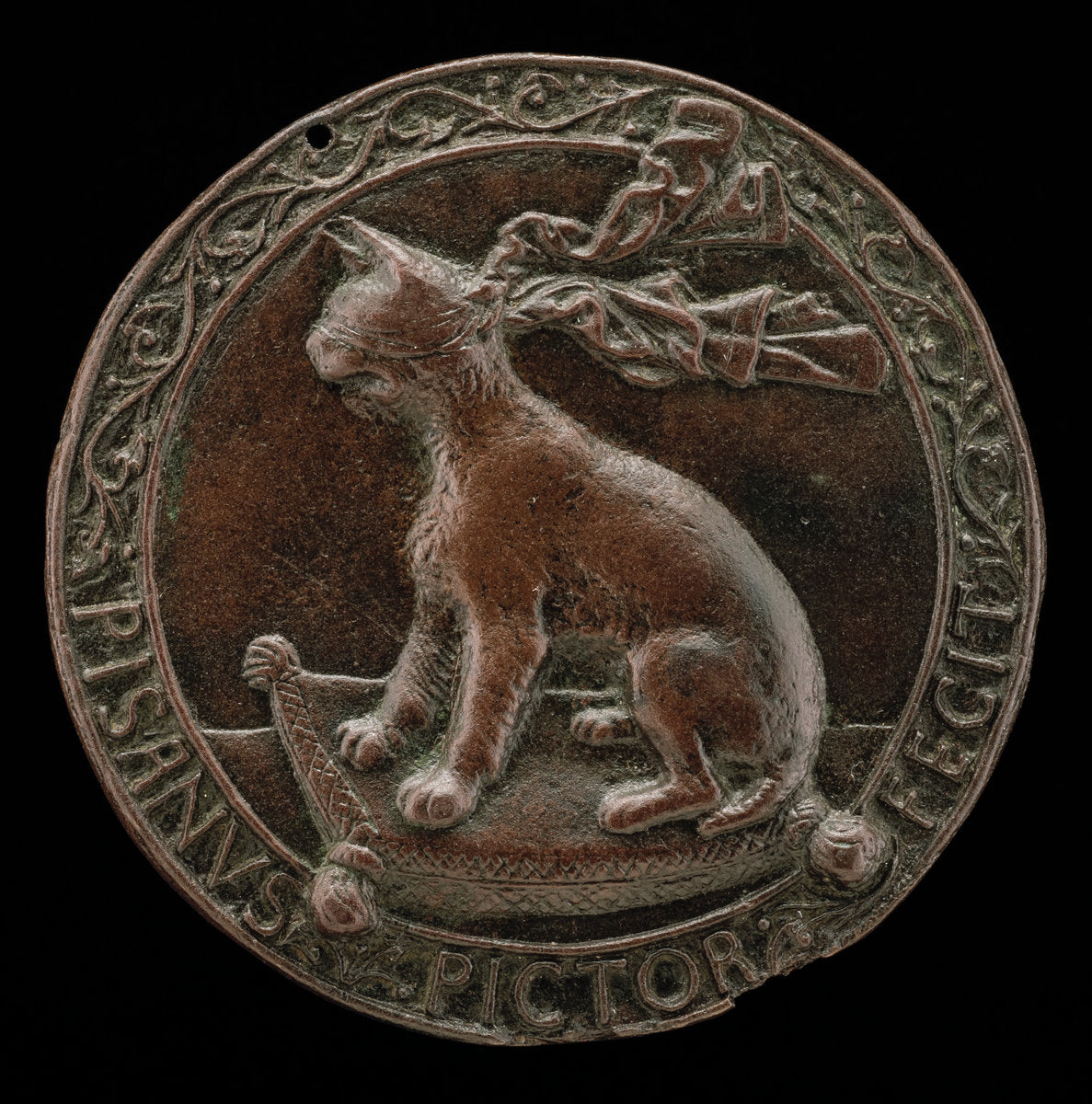 Blindfolded Lynx Seated on a Cushion [reverse] by Pisanello (Italian, c. 1395 - 1455), 16X12"(A3)Poster Print