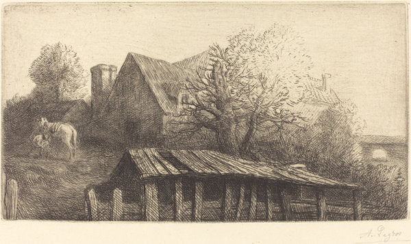 Old Inn (Une ancienne auberge) by Alphonse Legros (French, 1837 - 1911), 16X12"(A3)Poster Print