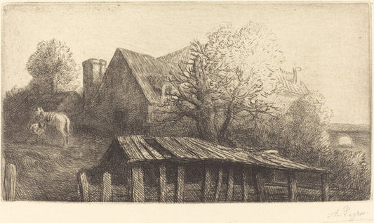 Old Inn (Une ancienne auberge) by Alphonse Legros (French, 1837 - 1911), 16X12"(A3)Poster Print