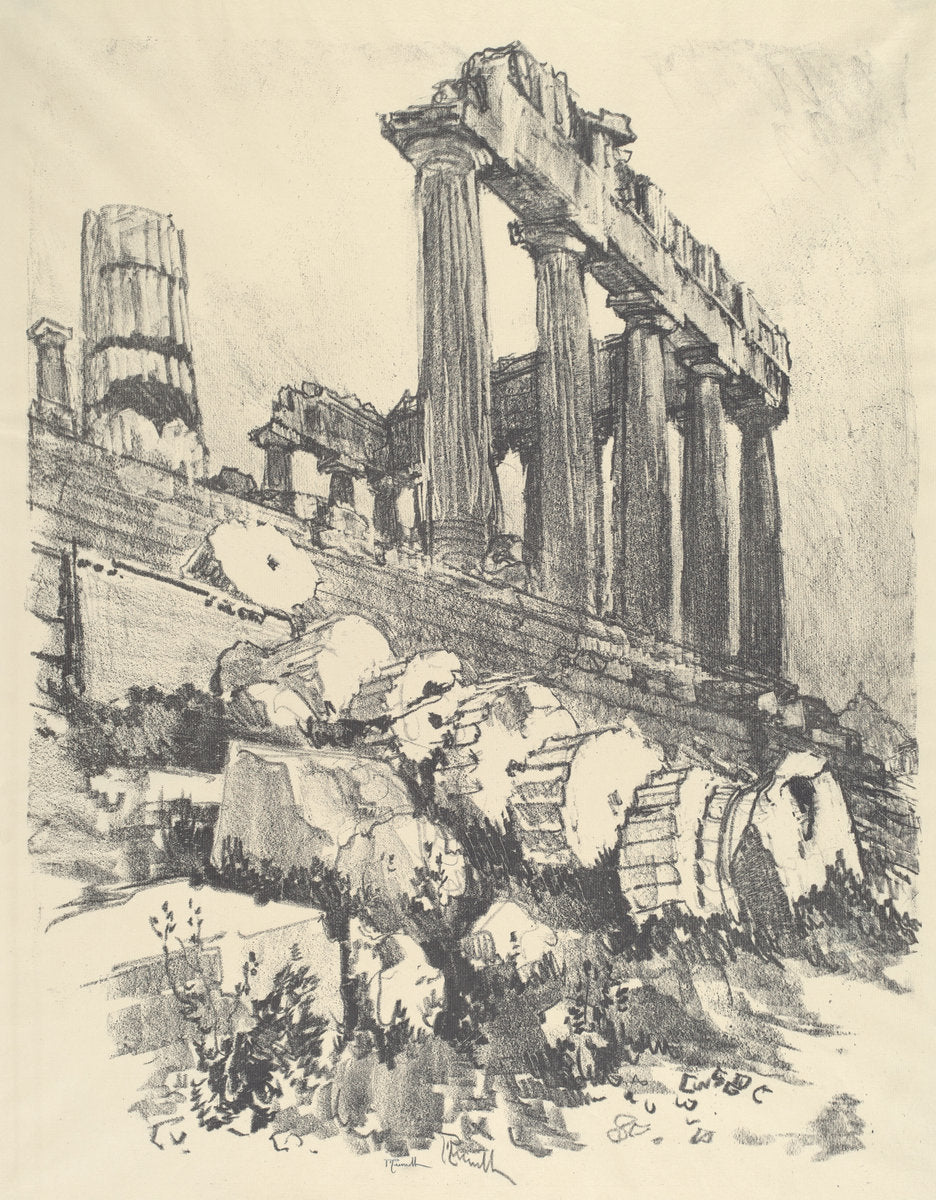 The Fallen Column, Athens by Joseph Pennell (American, 1857 - 1926), 16X12"(A3)Poster Print