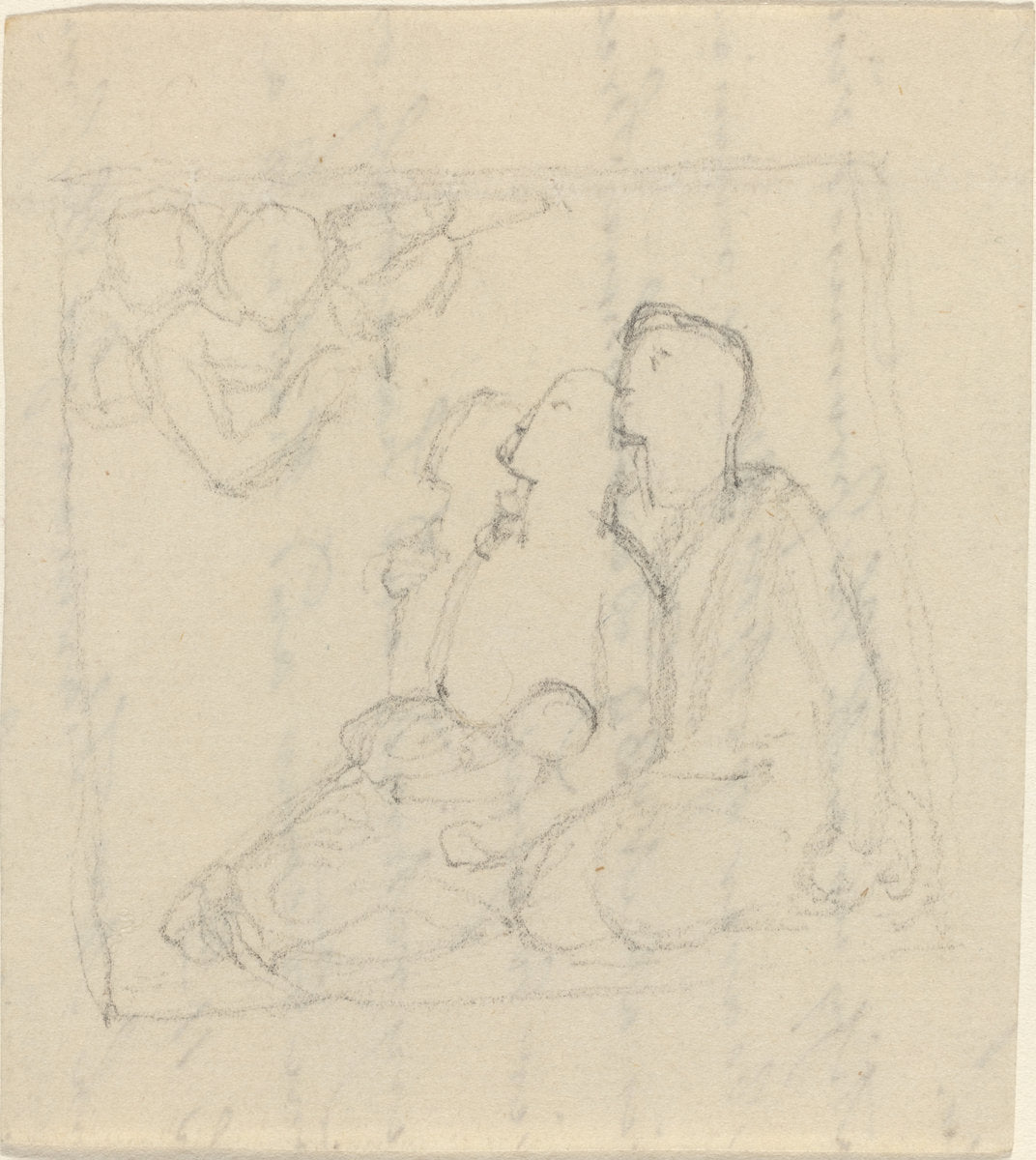 Holy Family with Angels (?) by John Flaxman (British, 1755 - 1826), 16X12"(A3)Poster Print
