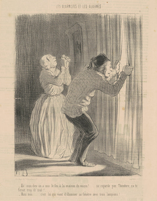 Ah! Mon dieu on a mis le feu a la maison du voisin ... by Honoré Daumier (French, 1808 - 1879), 16X12"(A3)Poster Print