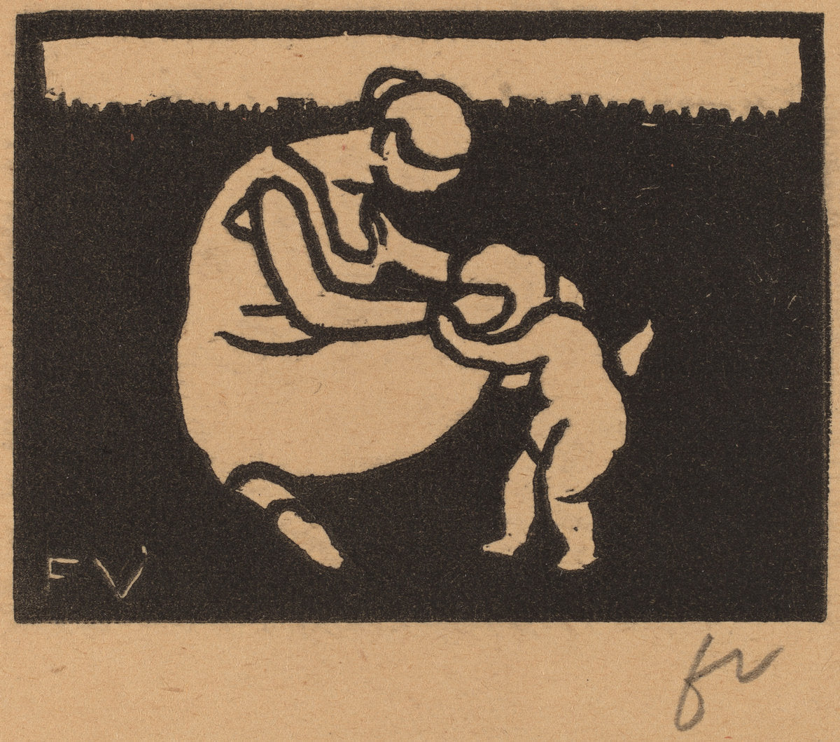 Bather and Child (La baigneuse à l'enfant) by Félix Vallotton (Swiss, 1865 - 1925), 16X12"(A3)Poster Print
