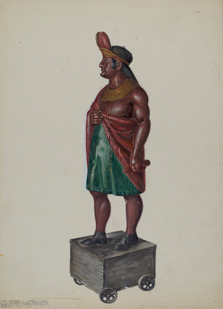Cigar Store Indian by Walter Hochstrasser (American, active c. 1935), 16X12"(A3)Poster Print