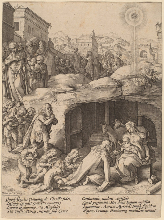 The Adoration of the Magi by Hendrik Goltzius (Dutch, 1558 - 1617), 16X12"(A3)Poster Print