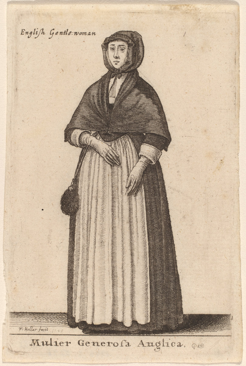 Mulier Generosa Anglica by Wenceslaus Hollar (Bohemian, 1607 - 1677), 16X12"(A3)Poster Print