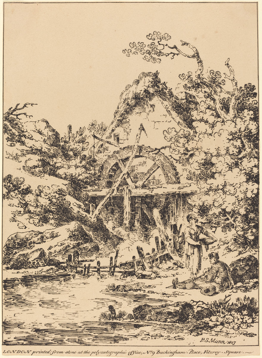 Old Water Mill by Paul Sandby Munn (British, 1773 - 1845), 16X12"(A3)Poster Print