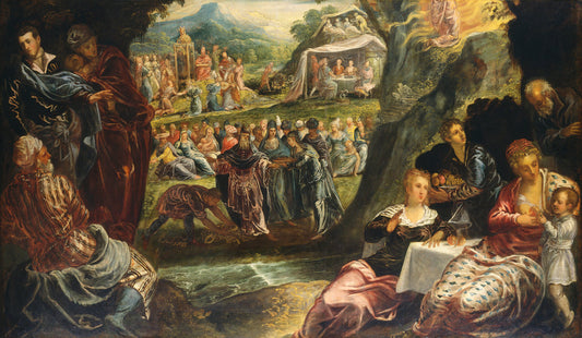 The Worship of the Golden Calf by Jacopo Tintoretto (Italian, 1518 - 1594), 16X12"(A3)Poster Print