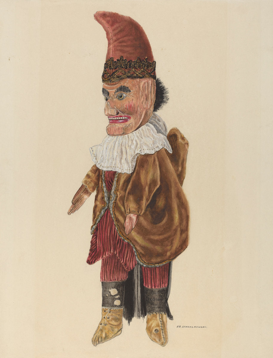 Puppet: "Punch" by Edward Strzalkowski (American, active c. 1935), 16X12"(A3)Poster Print