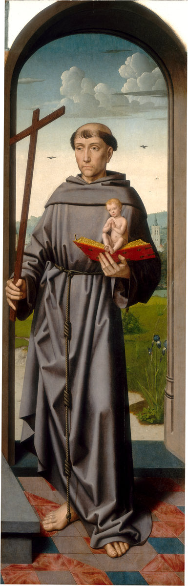 The Saint Anne Altarpiece: Saint Anthony of Padua [right panel] by Gerard David and Workshop (Netherlandish, c. 1460 - 1523), 16X12"(A3)Poster Print