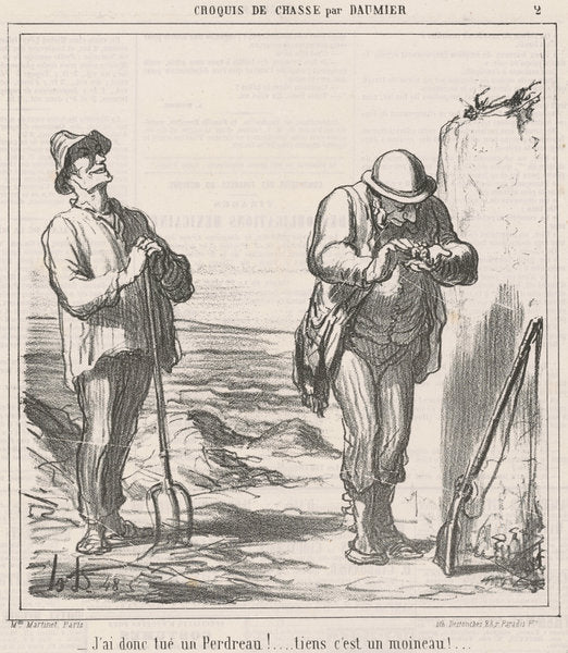 J'ai donc tué un perdreau! by Honoré Daumier (French, 1808 - 1879), 16X12"(A3)Poster Print