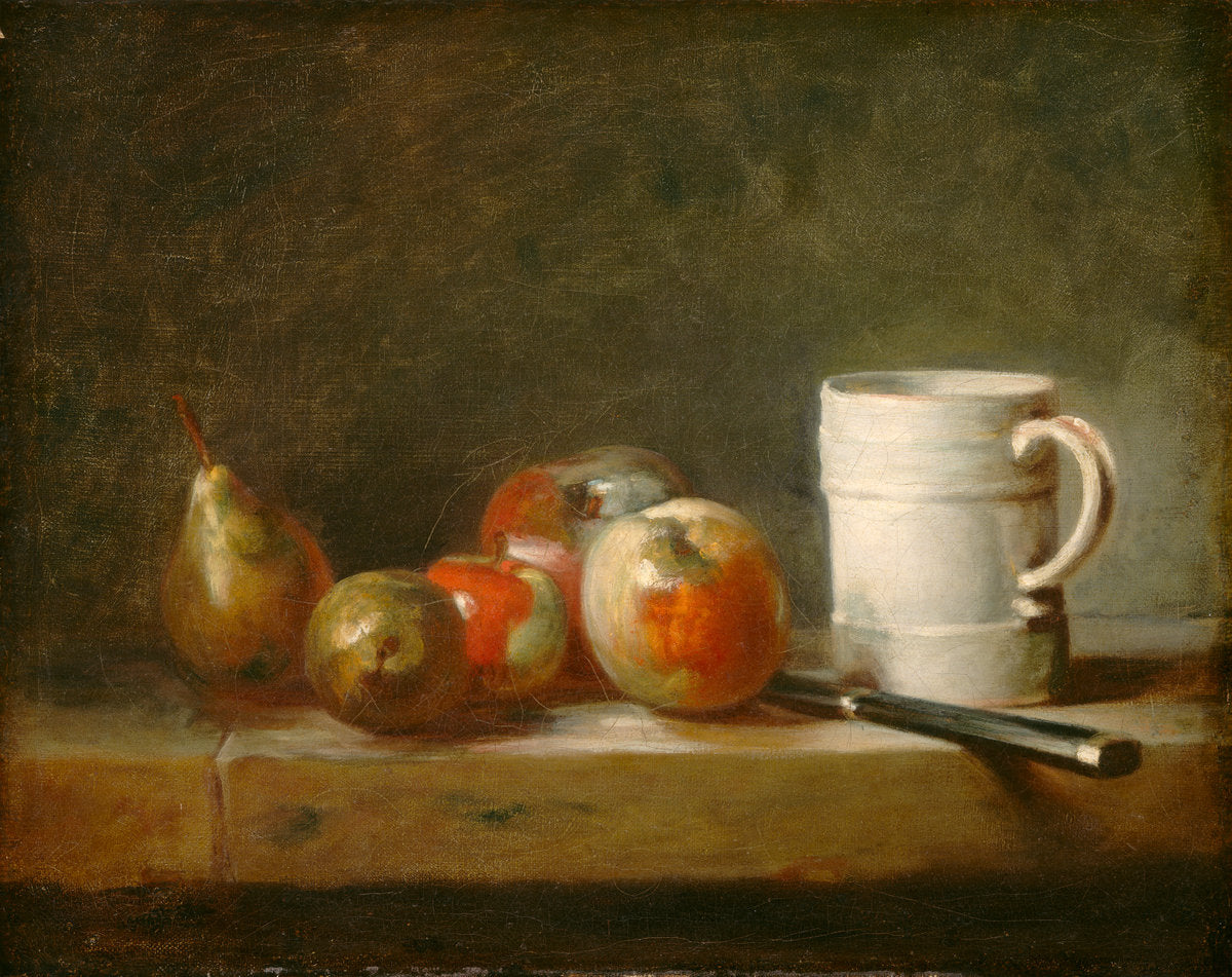 Still Life with a White Mug by Jean Siméon Chardin (French, 1699 - 1779), 16X12"(A3)Poster Print