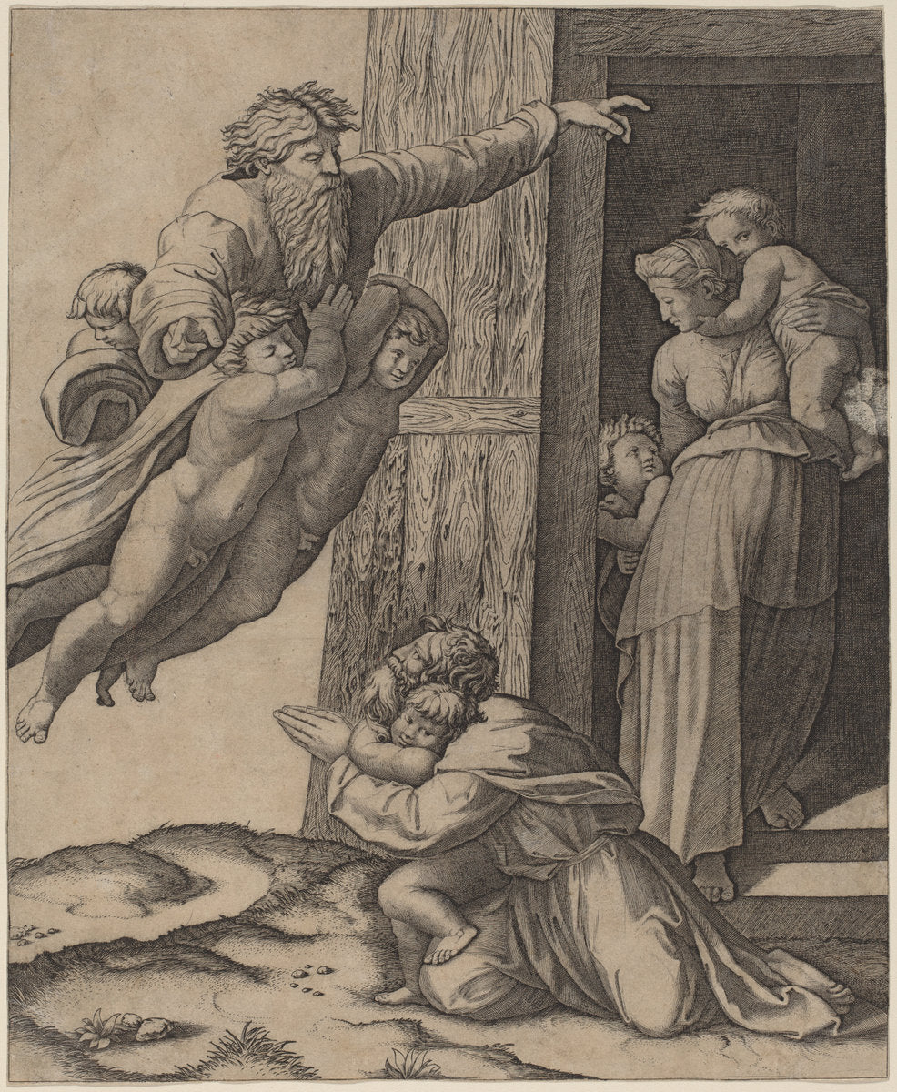 God Appearing to Noah by Marcantonio Raimondi after Raphael (Italian, c. 1480 - c. 1534), 16X12"(A3)Poster Print