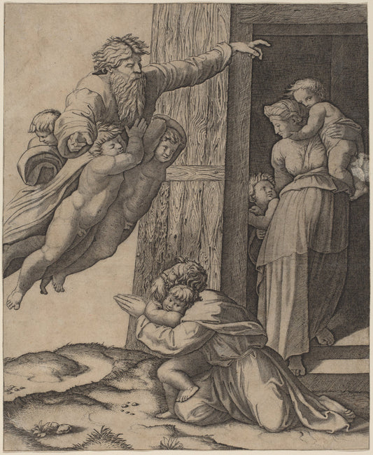 God Appearing to Noah by Marcantonio Raimondi after Raphael (Italian, c. 1480 - c. 1534), 16X12"(A3)Poster Print