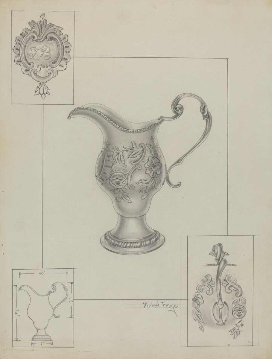 Silver Creamer by Michael Fenga (American, active c. 1935), 16X12"(A3)Poster Print
