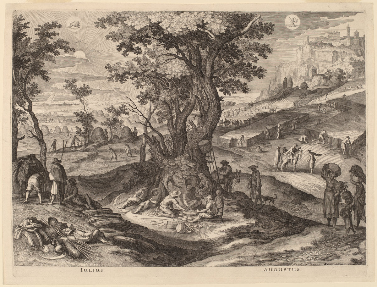 July and August by Aegidius Sadeler II after Paul Bril (Flemish, c. 1570 - 1629), 16X12"(A3)Poster Print
