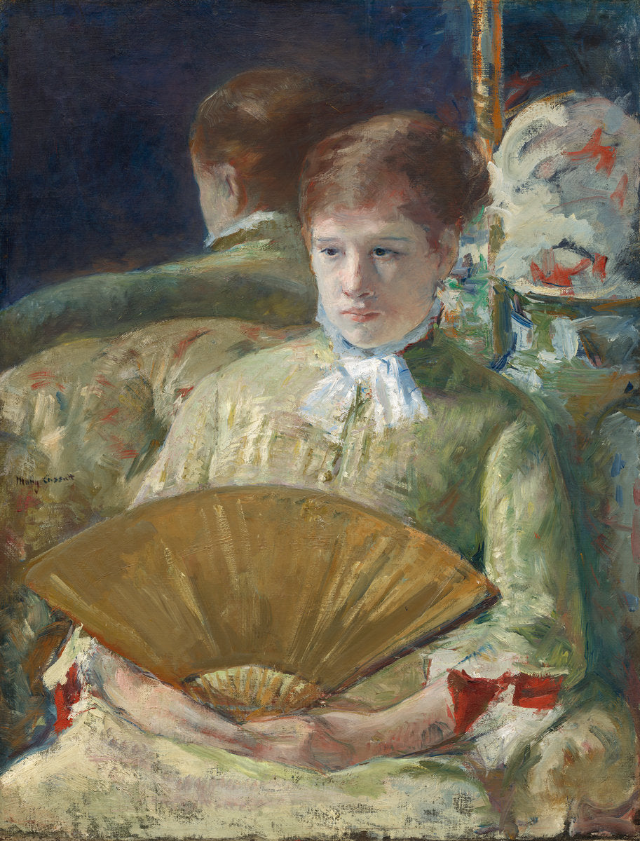 Woman with a Fan by Mary Cassatt (American, 1844 - 1926), 16X12"(A3)Poster Print