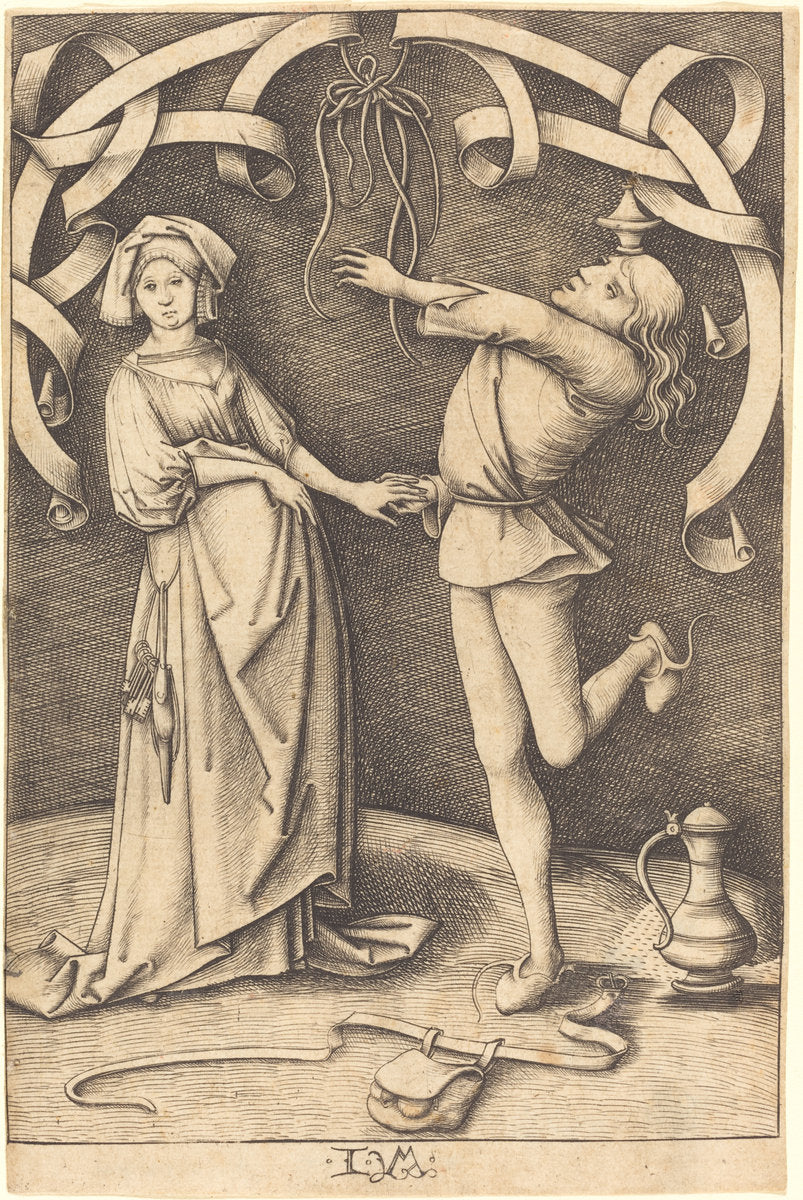 The Juggler and the Woman by Israhel van Meckenem (German, c. 1445 - 1503), 16X12"(A3)Poster Print