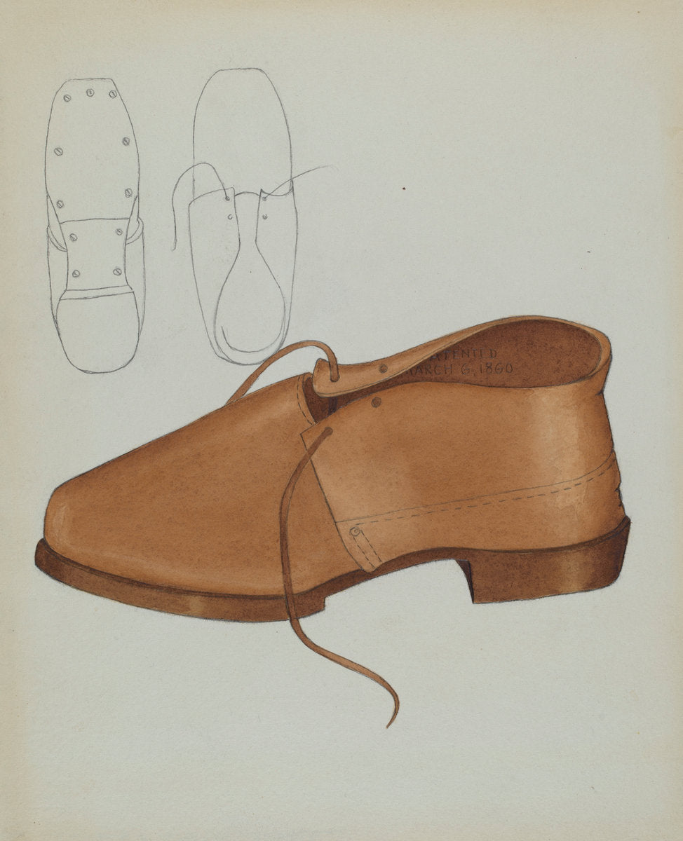 Man's Shoe by Marie Mitchell (American, active c. 1935), 16X12"(A3)Poster Print