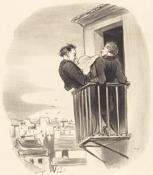 Comment on comprend le balcon Espagnol a Paris by Honoré Daumier (French, 1808 - 1879), 16X12"(A3)Poster Print