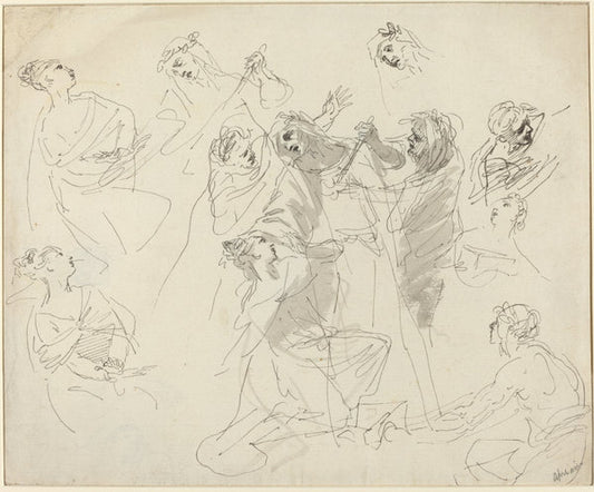 Figure Studies [recto] by Giovanni Battista Cipriani (Italian, 1727 - 1785), 16X12"(A3)Poster Print