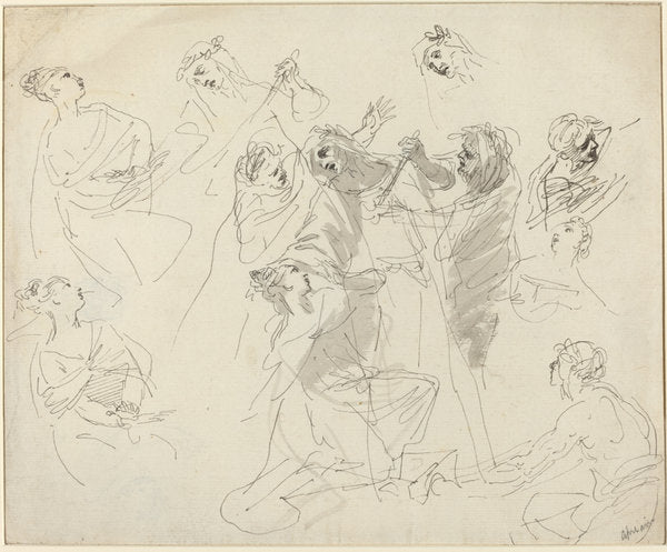 Figure Studies [recto] by Giovanni Battista Cipriani (Italian, 1727 - 1785), 16X12"(A3)Poster Print
