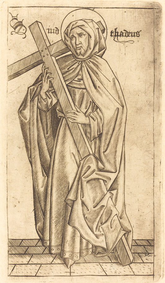 Saint Judas Thaddeus (Saint Simon?) by Israhel van Meckenem after Master E.S. (German, c. 1445 - 1503), 16X12"(A3)Poster Print