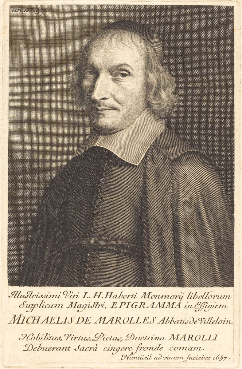 L'Abbe Michel de Marolles by Robert Nanteuil (French, 1623 - 1678), 16X12"(A3)Poster Print