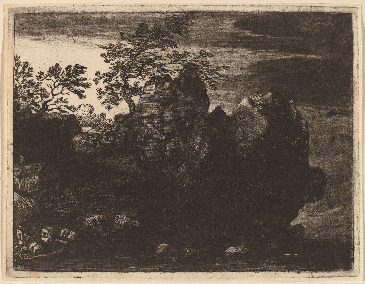 Large Rock at the River by Allart van Everdingen (Dutch, 1621 - 1675), 16X12"(A3)Poster Print