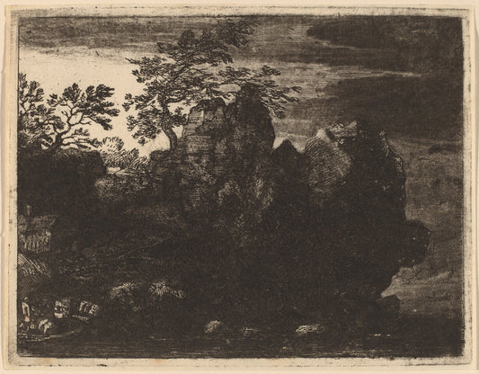 Large Rock at the River by Allart van Everdingen (Dutch, 1621 - 1675), 16X12"(A3)Poster Print