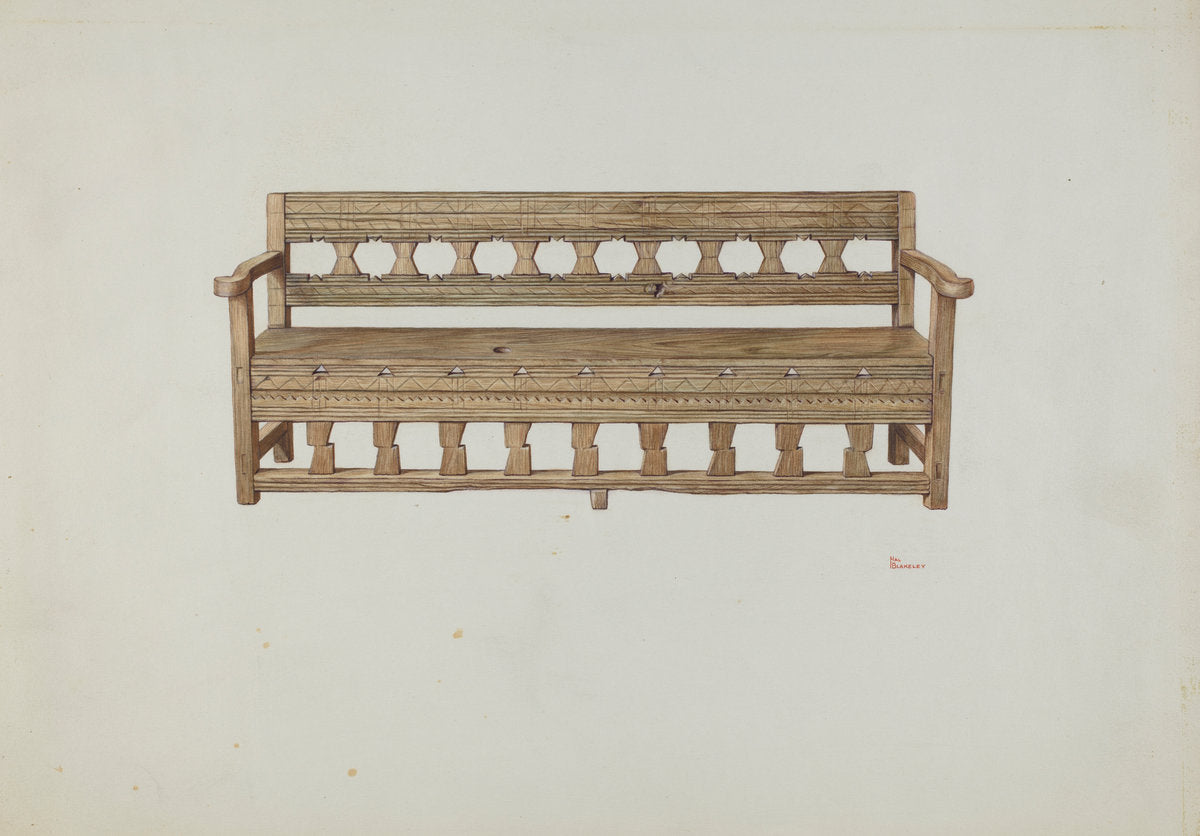 Bench by Hal Blakeley (American, active c. 1935), 16X12"(A3)Poster Print