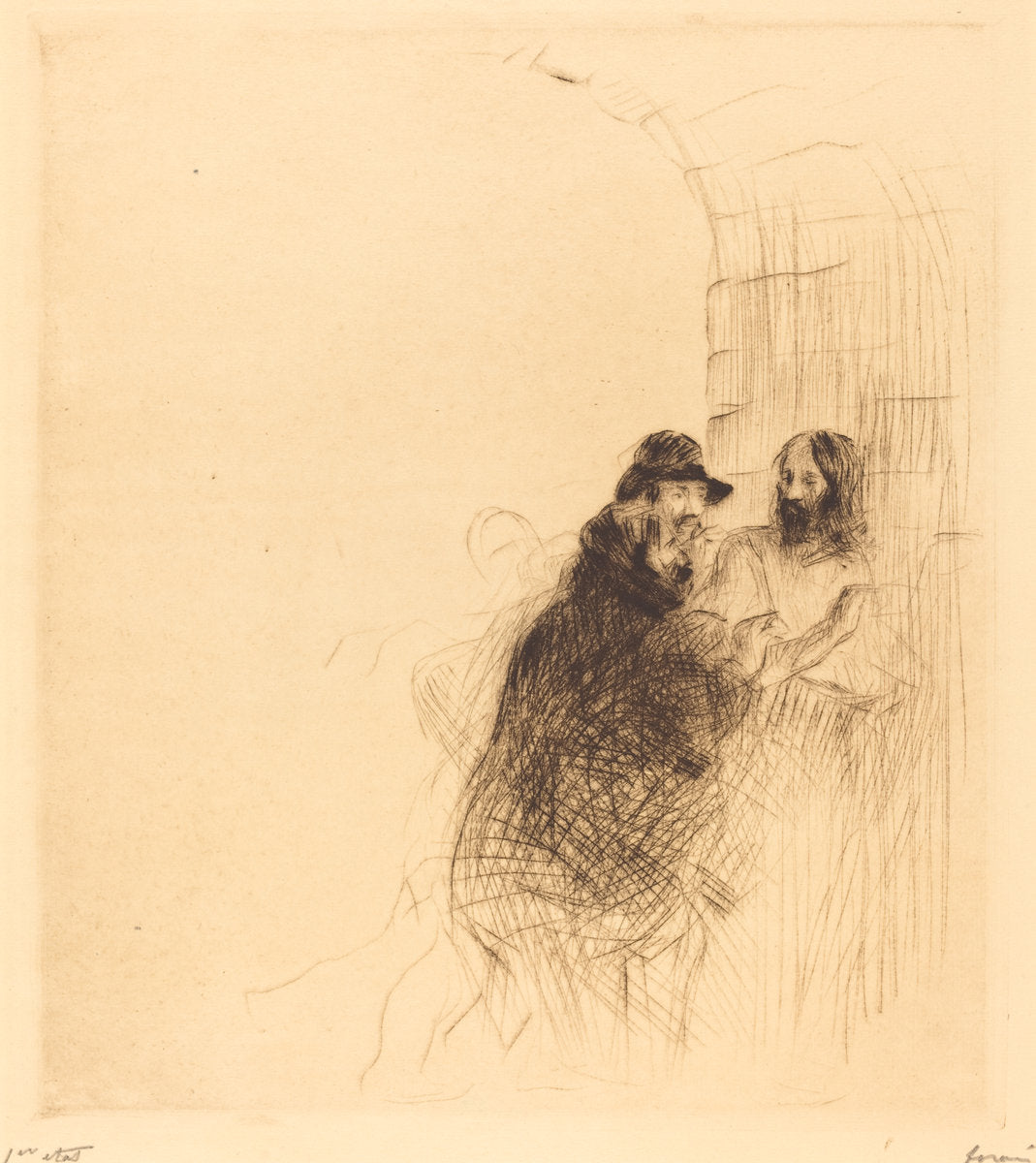 The Meeting under the Arch (second plate) by Jean-Louis Forain (French, 1852 - 1931), 16X12"(A3)Poster Print