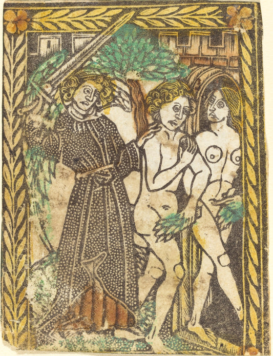 1460/1480 by Workshop of Master of the Borders with the Four Fathers of the Church (The Expulsion from the Garden of Eden), 16X12"(A3)Poster Print