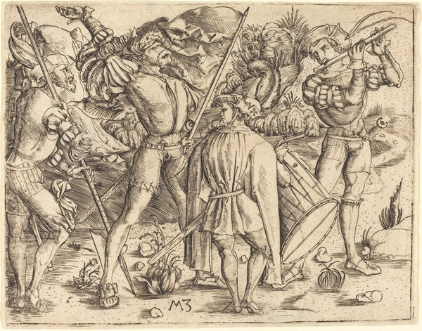 Four Soldiers by Master MZ (German, active c. 1500), 16X12"(A3)Poster Print