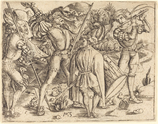 Four Soldiers by Master MZ (German, active c. 1500), 16X12"(A3)Poster Print