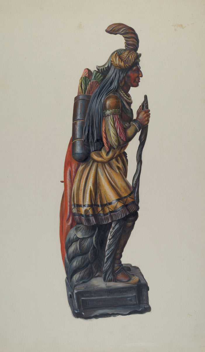 Cigar Store Indian by Richard F. Smith (American, active c. 1935), 16X12"(A3)Poster Print