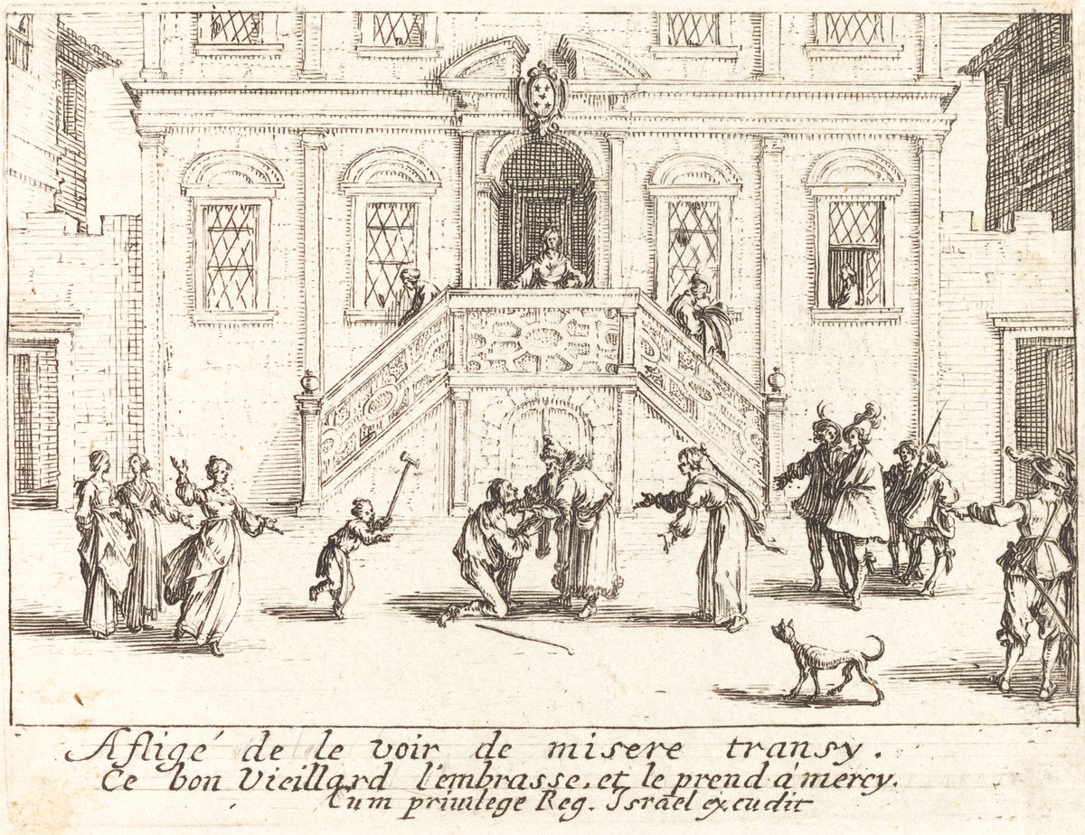 Return of the Prodigal Son by Jacques Callot (French, 1592 - 1635), 16X12"(A3)Poster Print