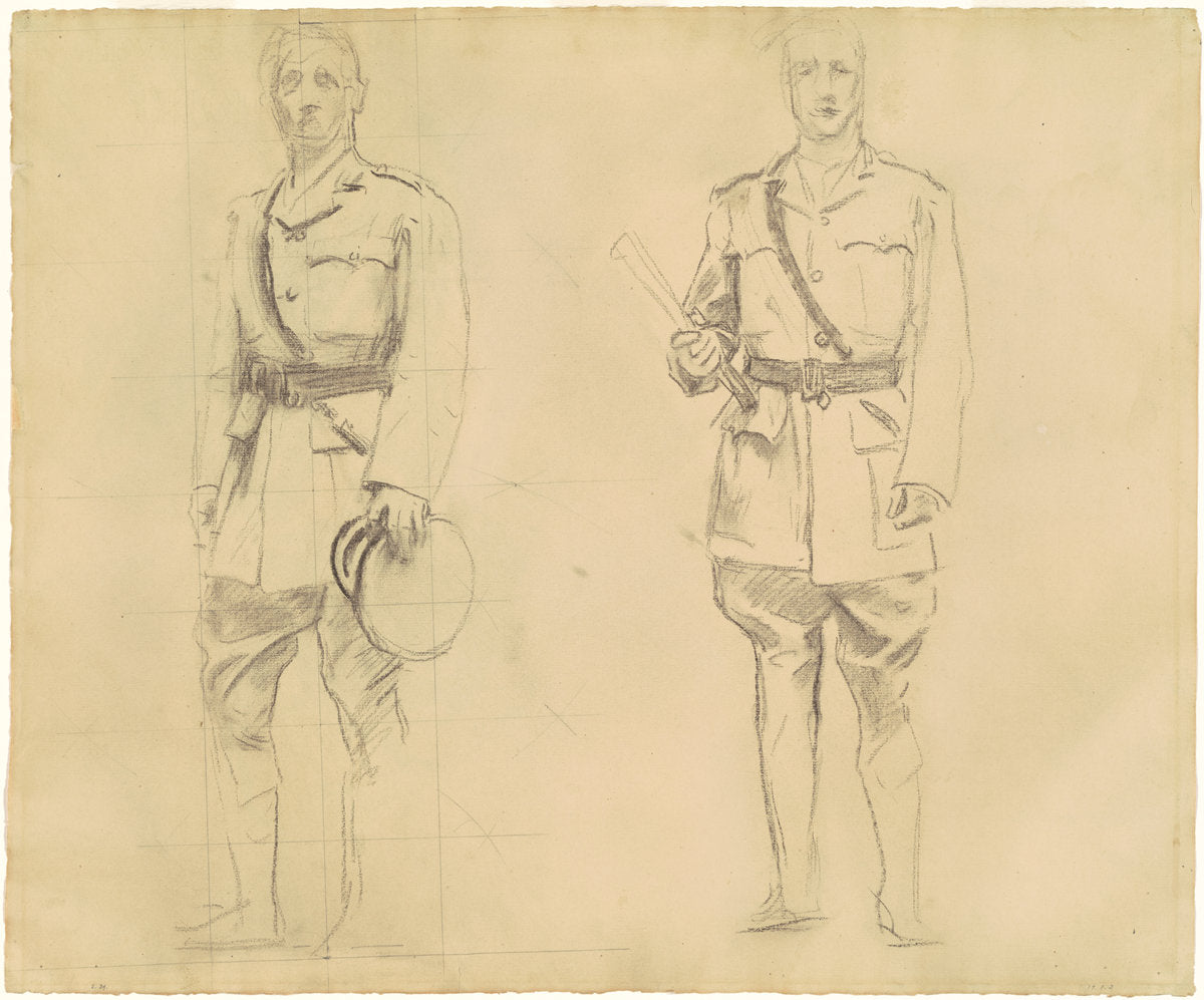 Studies of Generals Plumer and Haig for "General Officers of World War I" [recto] by John Singer Sargent (American, 1856 - 1925), 16X12"(A3)Poster Print