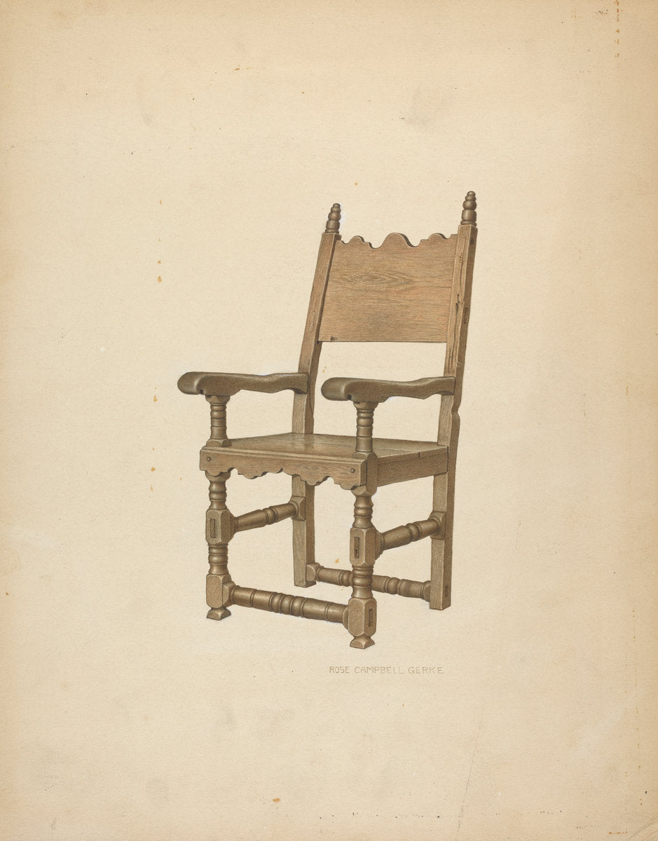 Sacristy Chair by Rose Campbell-Gerke (American, active c. 1935), 16X12"(A3)Poster Print