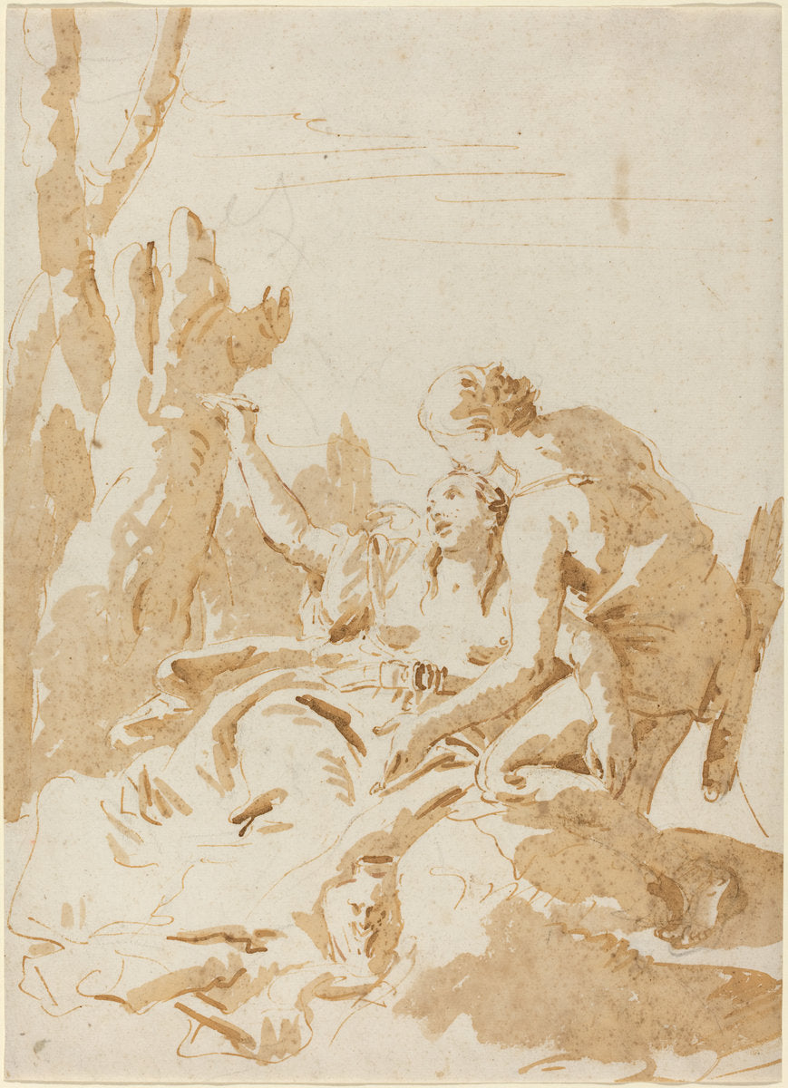 Angelica and Medoro by Giovanni Battista Tiepolo (Venetian, 1696 - 1770), 16X12"(A3)Poster Print