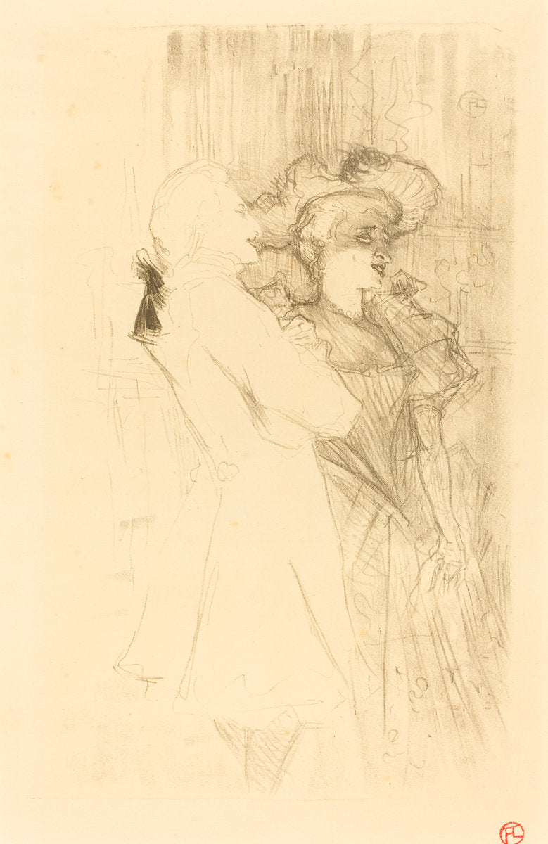 Lender and Auguez in  "La chanson de fortunio" (Lender et Auguez dans "La chanson de fortunio") by Henri de Toulouse-Lautrec (French, 1864 - 1901), 16X12"(A3)Poster Print