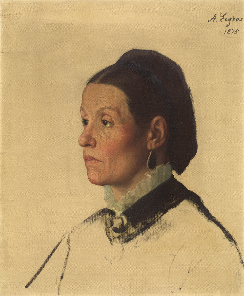 Portrait of a Woman by Alphonse Legros (French, 1837 - 1911), 16X12"(A3)Poster Print