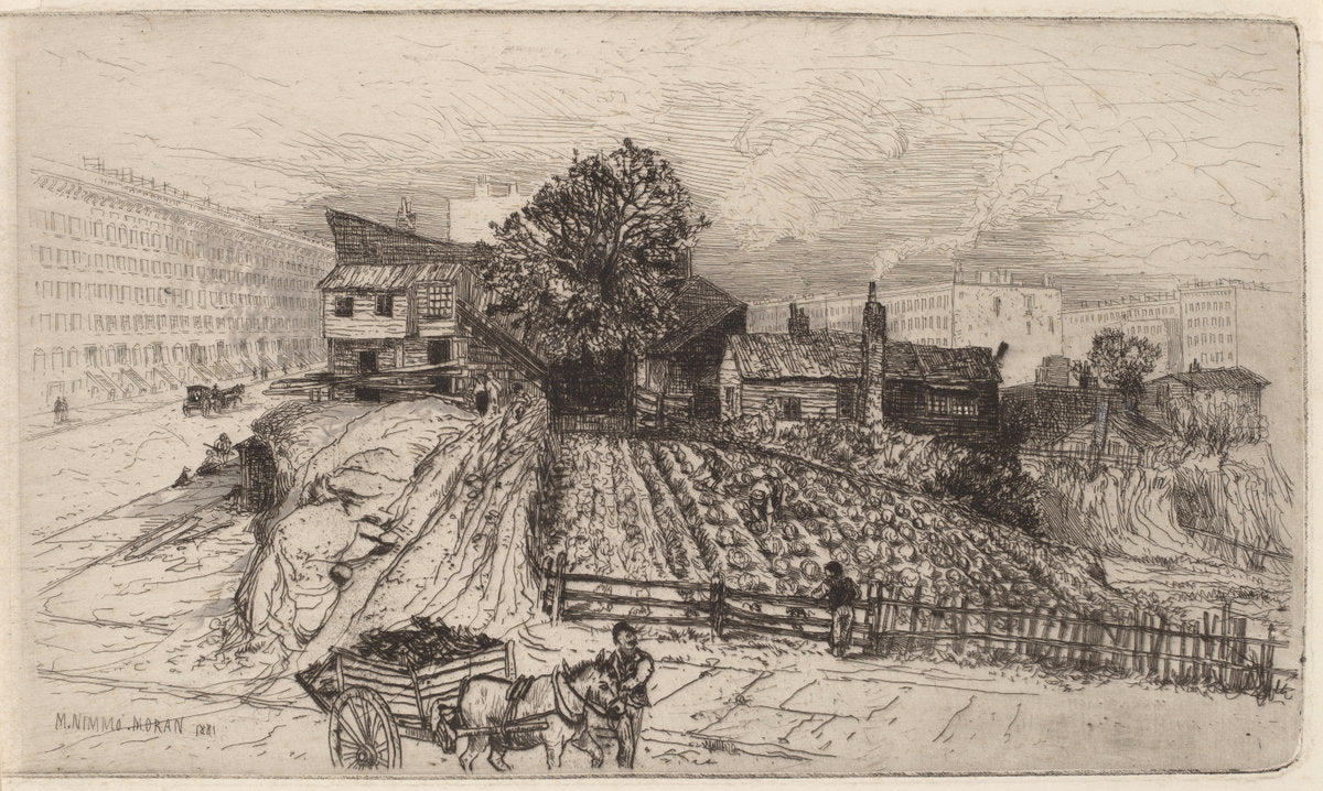 A City Farm—New York by Mary Nimmo Moran (American, born Scotland, 1842 - 1899), 16X12"(A3)Poster Print