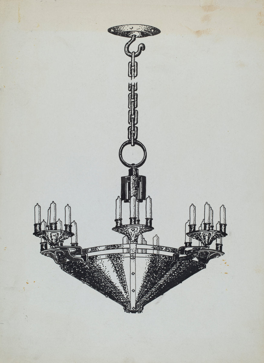 Chandelier by Florence Huston (American, active c. 1935), 16X12"(A3)Poster Print