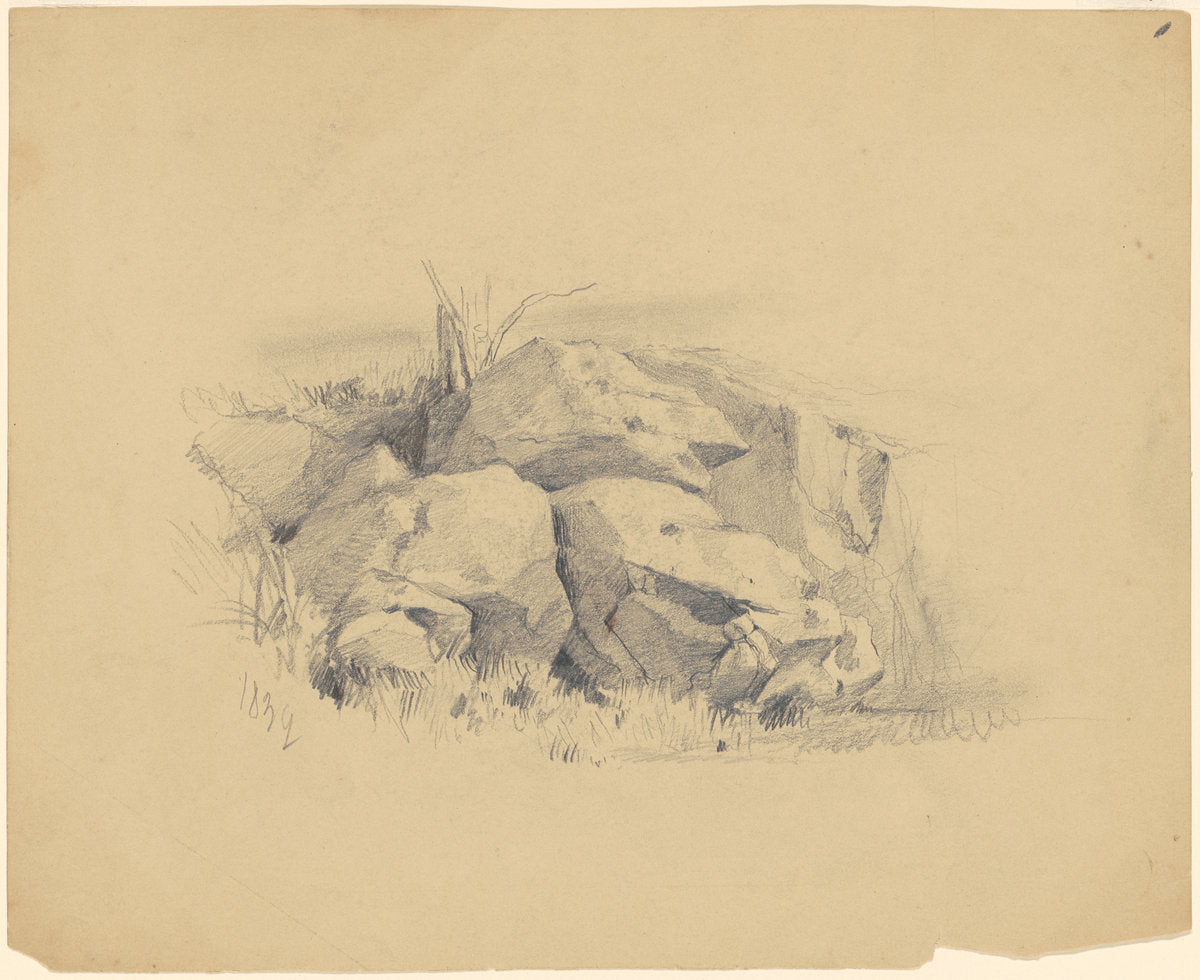 Rocks by James Goodwyn Clonney (American, 1812 - 1867), 16X12"(A3)Poster Print