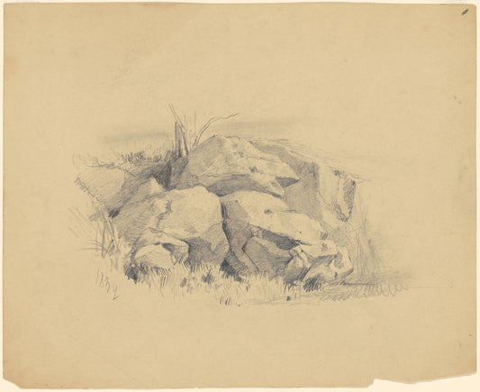 Rocks by James Goodwyn Clonney (American, 1812 - 1867), 16X12"(A3)Poster Print
