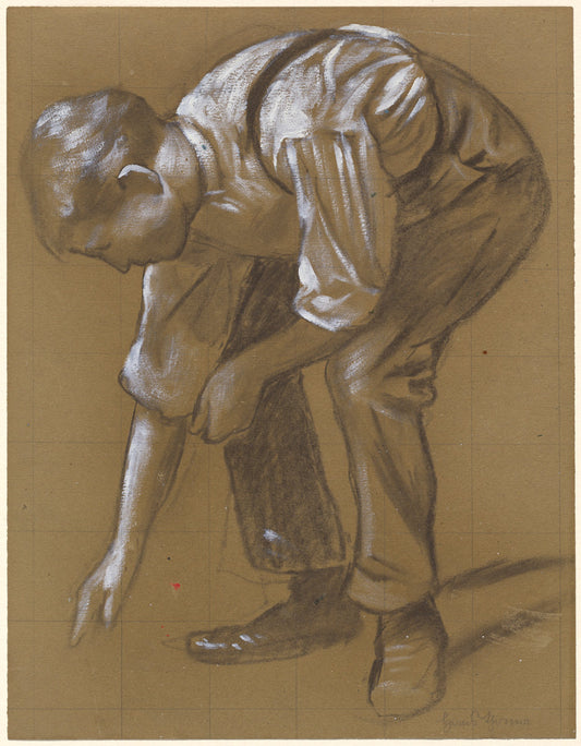 A Man Bending Over by Hans Thoma (German, 1839 - 1924), 16X12"(A3)Poster Print