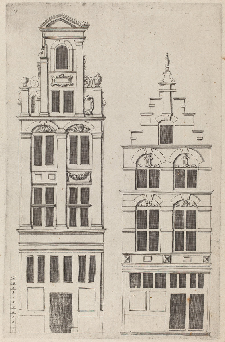 Dutch Facade Elevation: pl. 5 by Vignola (author) and anonymous engraver after Philips Vingboons (Italian, 1507 - 1573), 16X12"(A3)Poster Print
